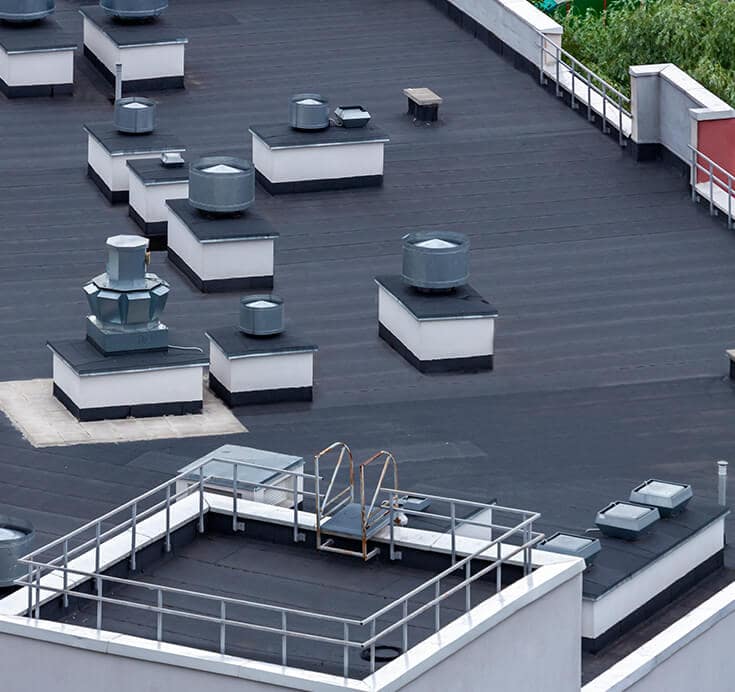 We install asphalt or flat roof systems to your commercial property