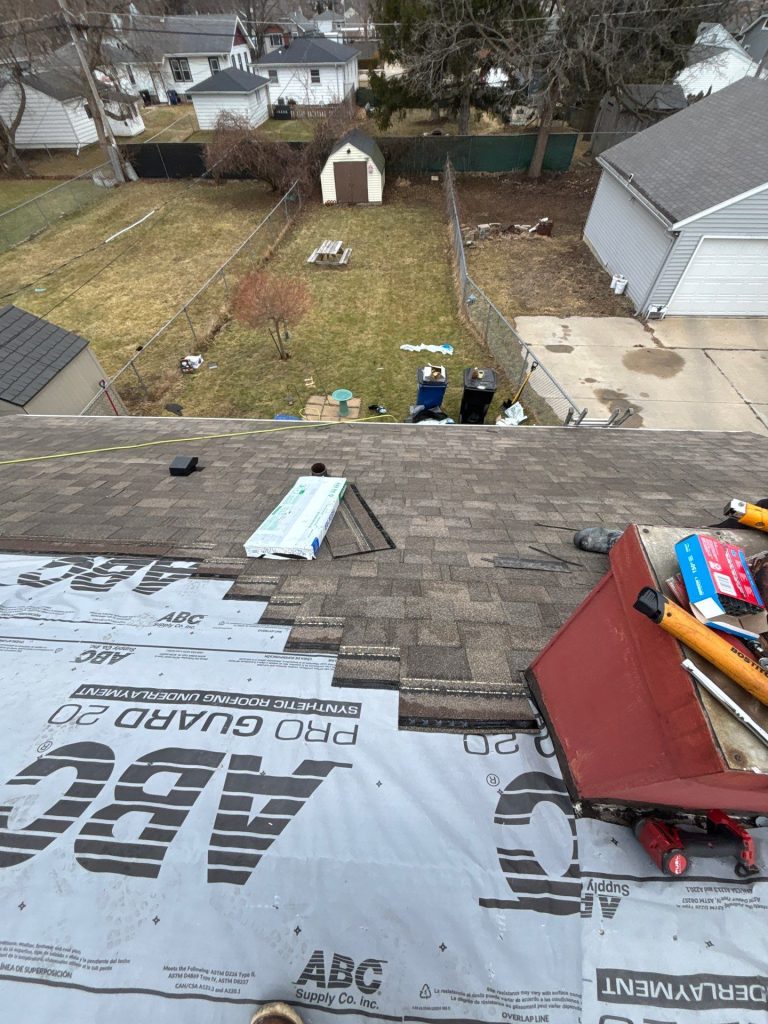 Ongoing gable roof replacement in Racine by Vesel Services