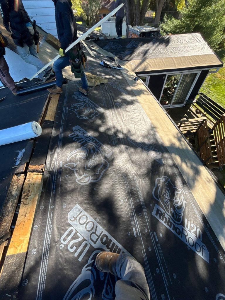 Ongoing gable roof replacement Wind Lake WI shingles